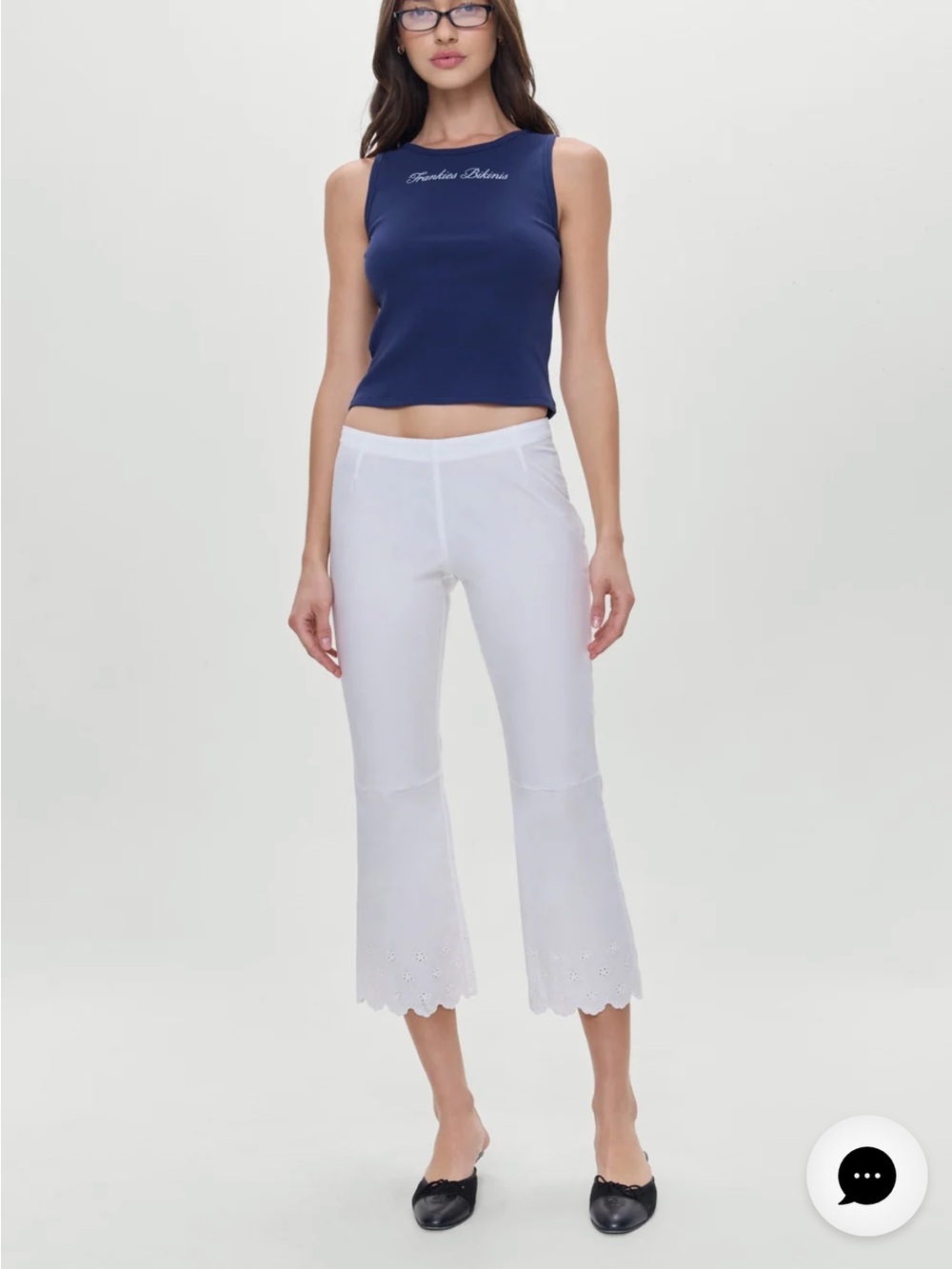 Frankie’s Bikinis Twilight Capri in white eyelet
